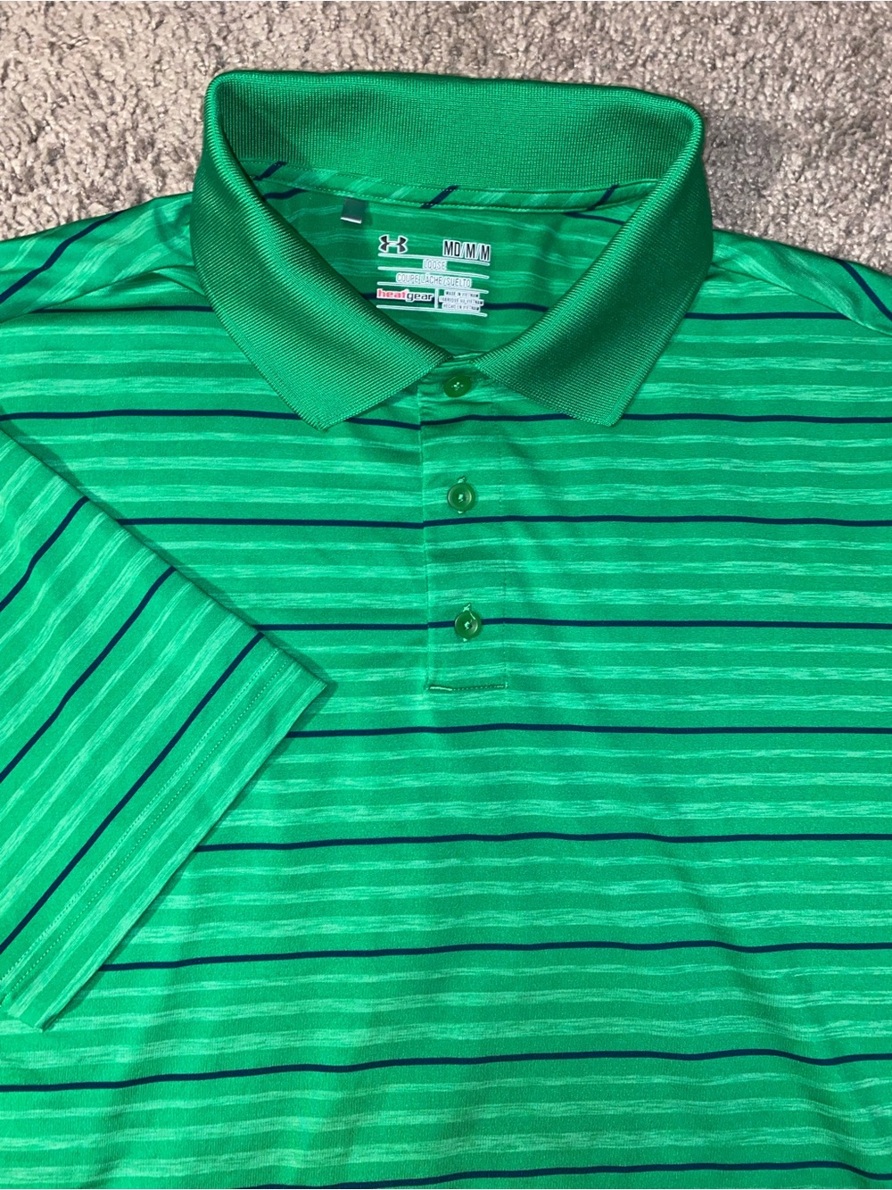 Under Armour Heat Gear Mens Size Medium Summer Golf Beach Polo Green Shirt